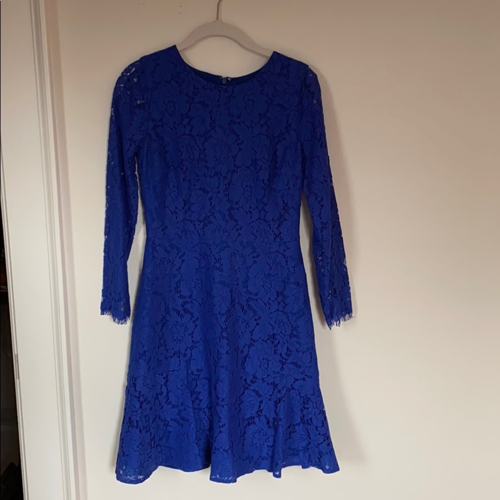 JCrew blue lace 3/4 sleeve dress